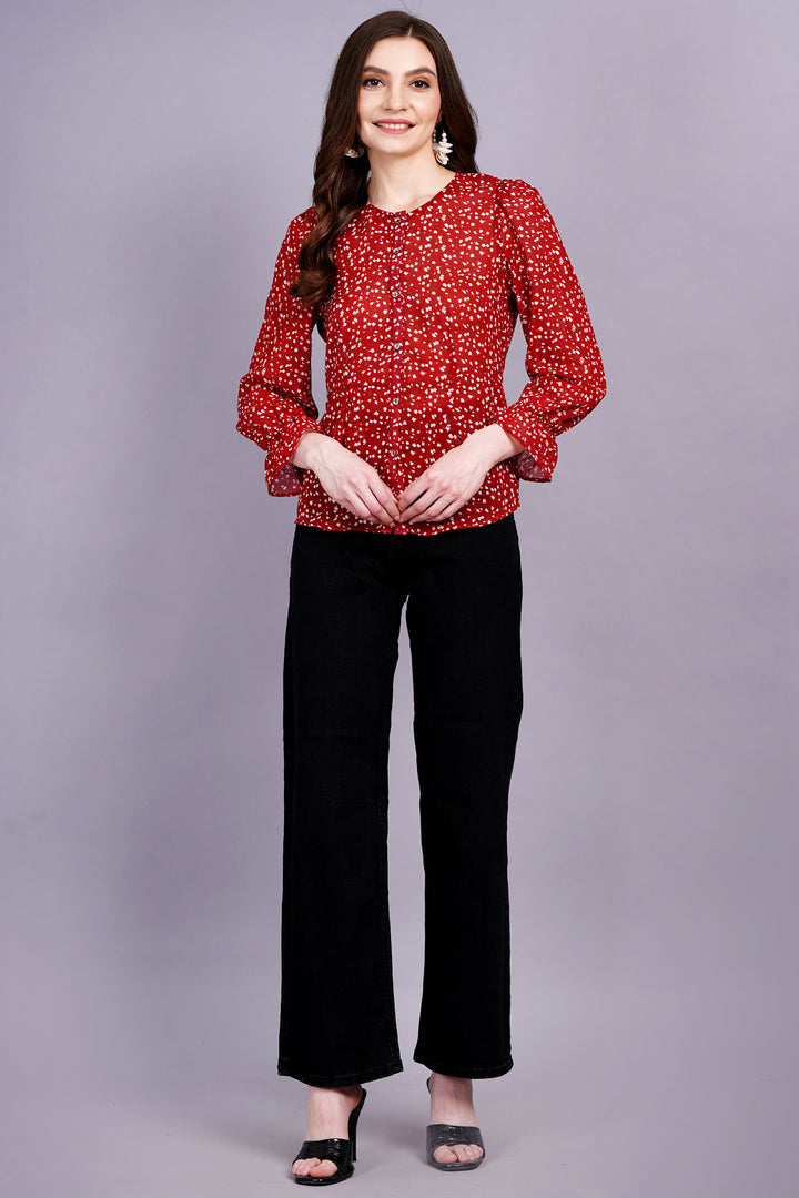 Red Floral  Blouse