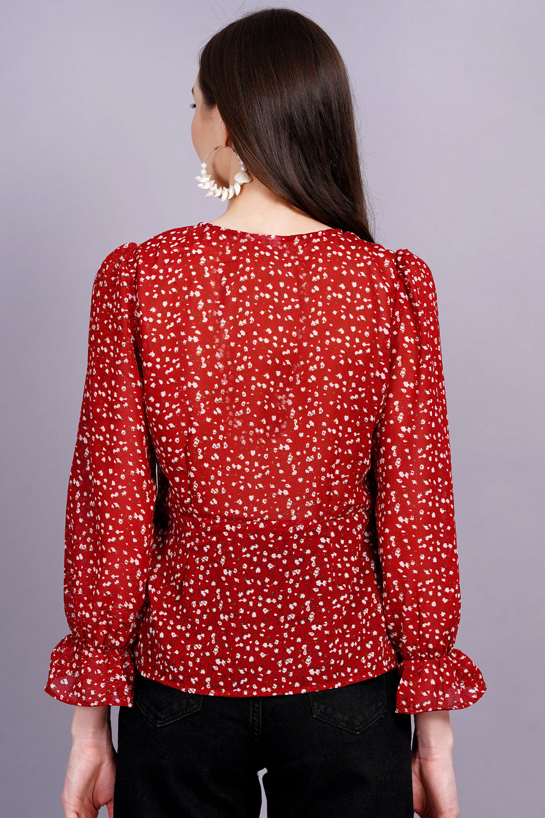 Red Floral  Blouse