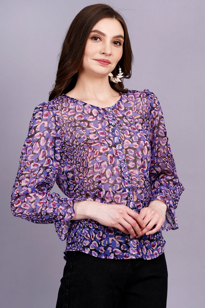 Violet Animal  Blouse