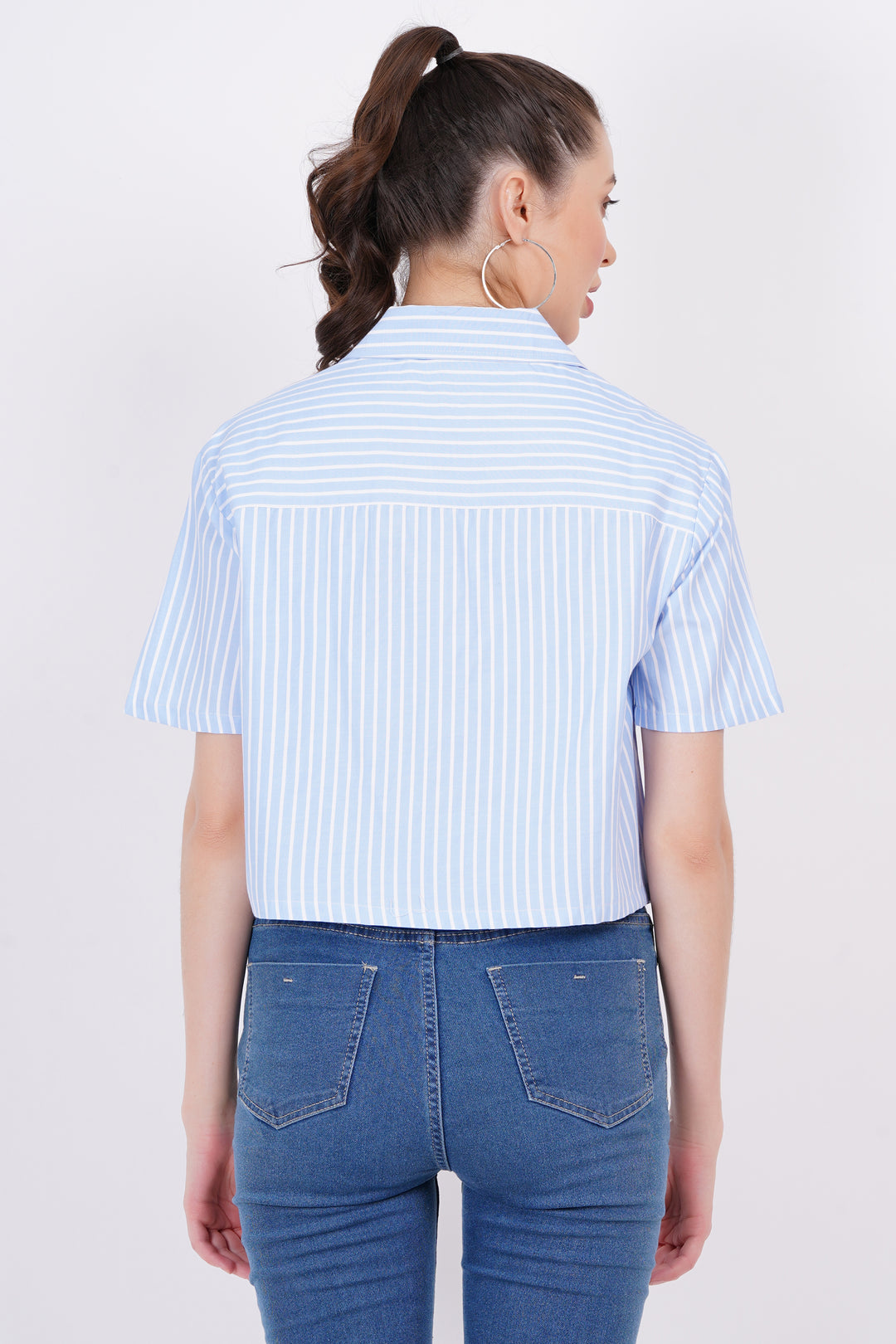 Sky Blue Stripe A-Line Shirt