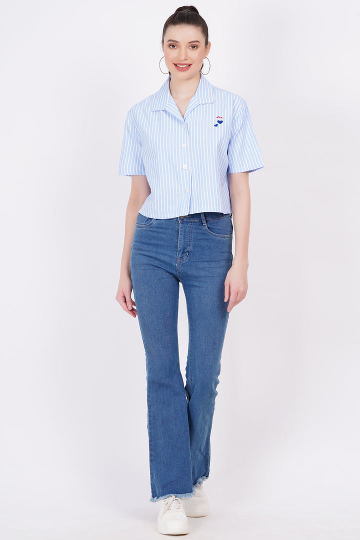 Sky Blue Stripe A-Line Shirt