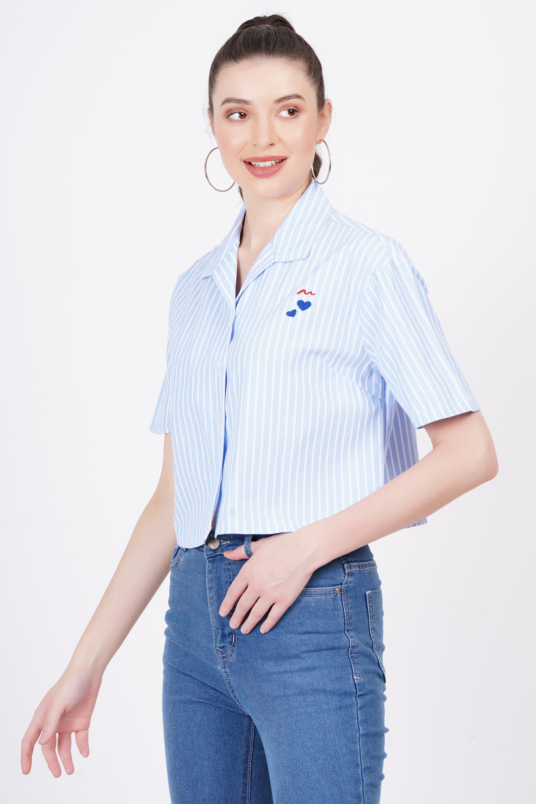 Sky Blue Stripe A-Line Shirt