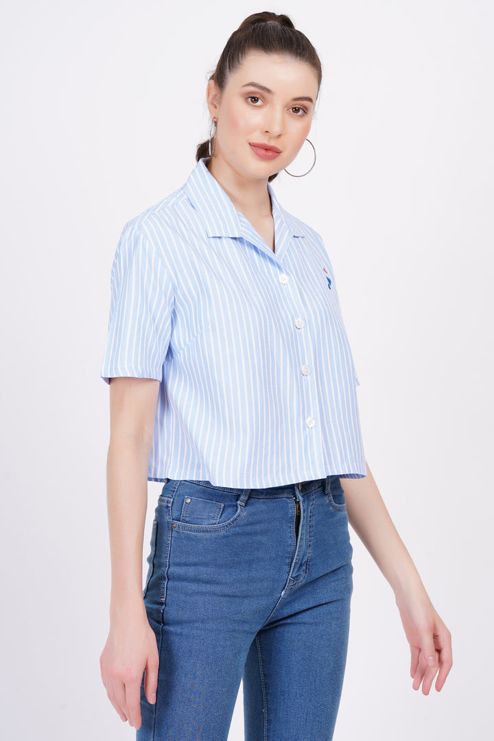 Sky Blue Stripe A-Line Shirt