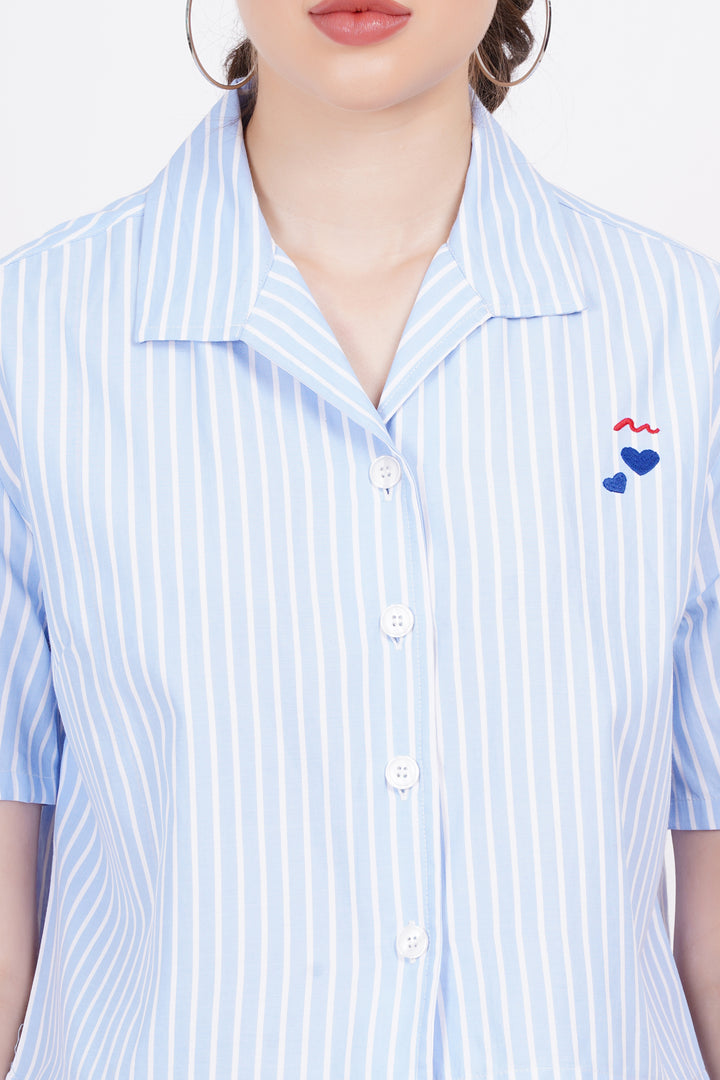 Sky Blue Stripe A-Line Shirt