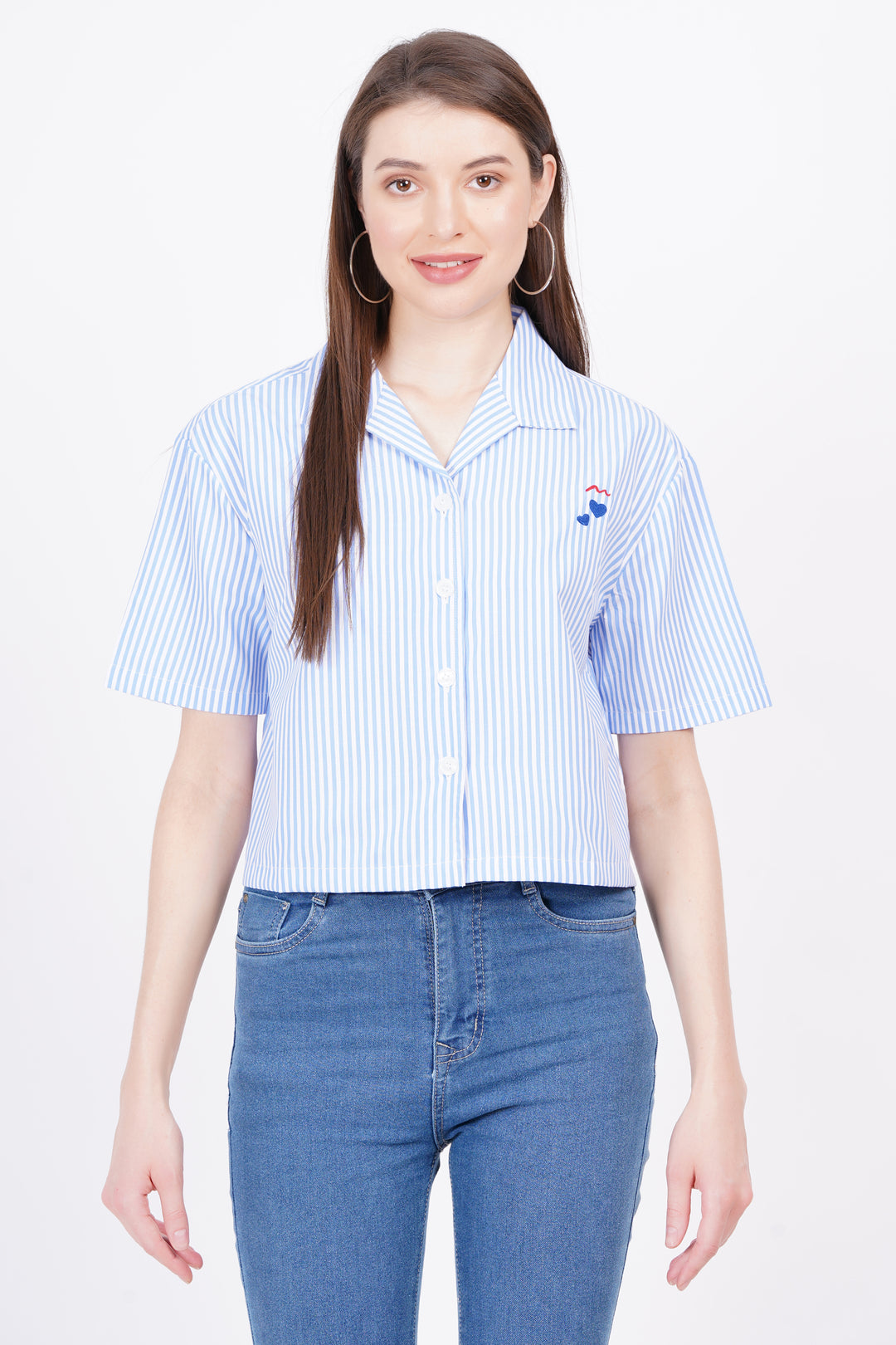 Light Blue & White Stripe A-Line Shirt