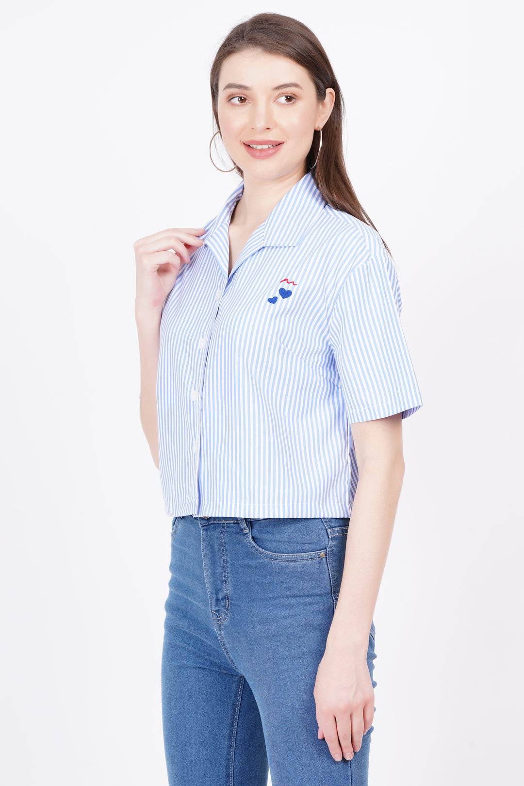 Light Blue & White Stripe A-Line Shirt