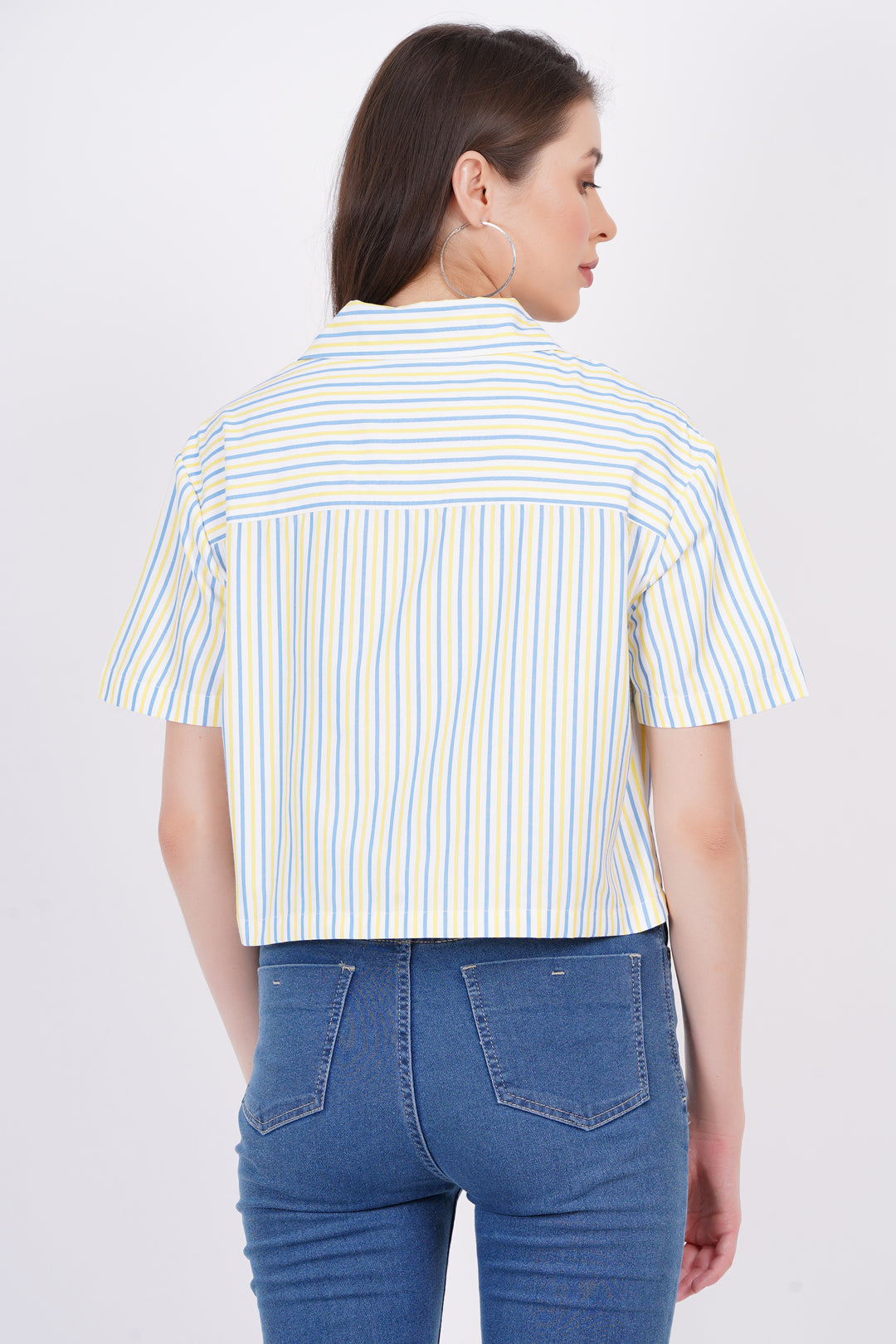 Yellow & Blue  Stripe A-Line Shirt