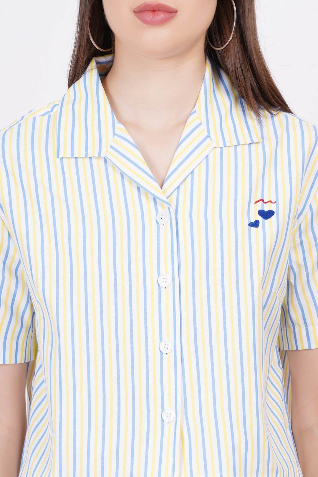 Yellow & Blue  Stripe A-Line Shirt