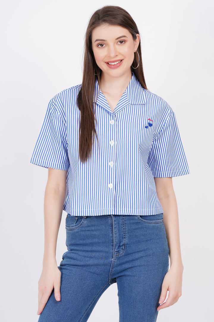 Dark Blue Stripe A-Line Shirt