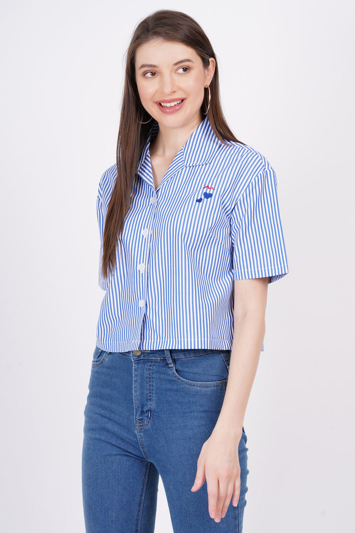 Dark Blue Stripe A-Line Shirt