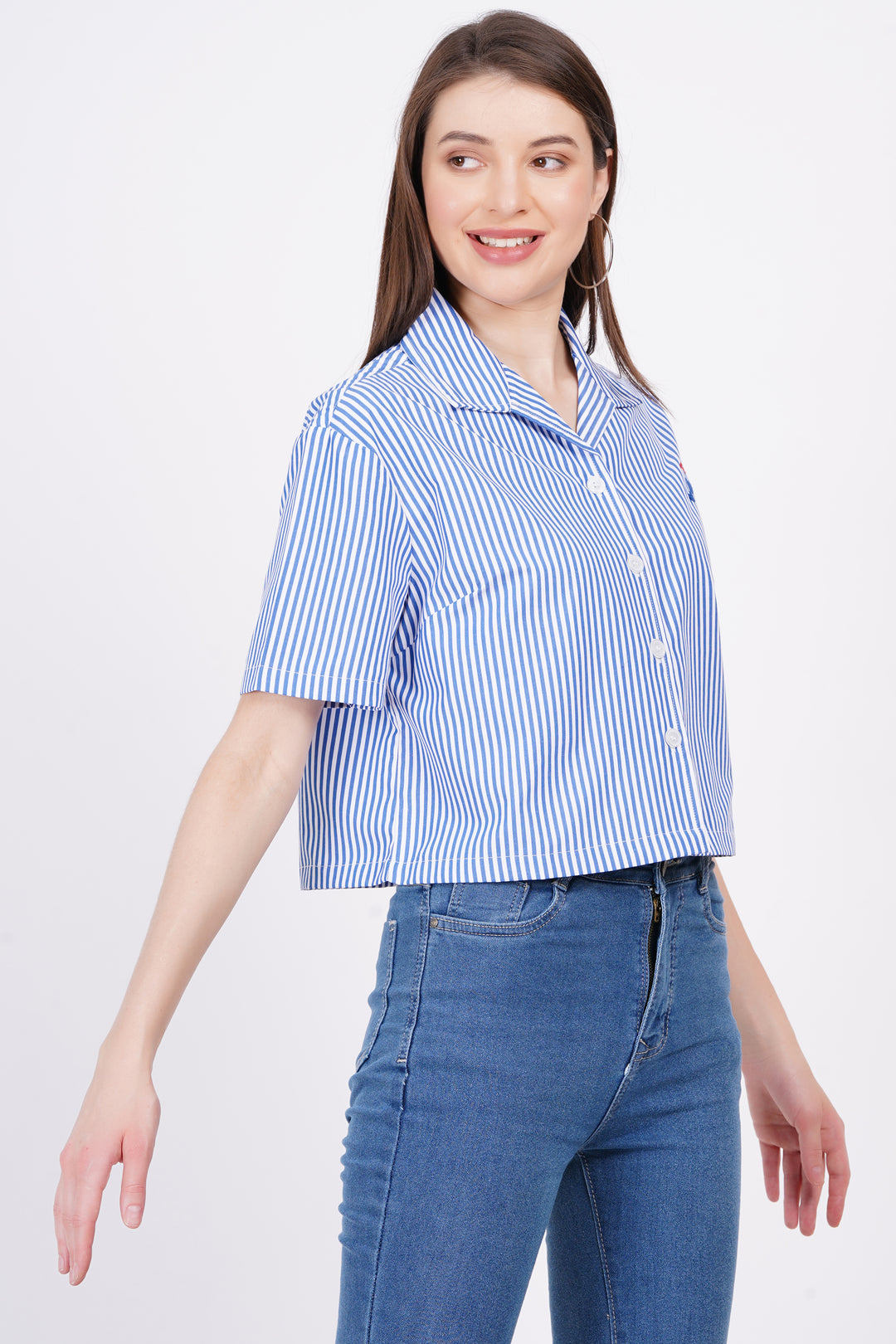 Dark Blue Stripe A-Line Shirt