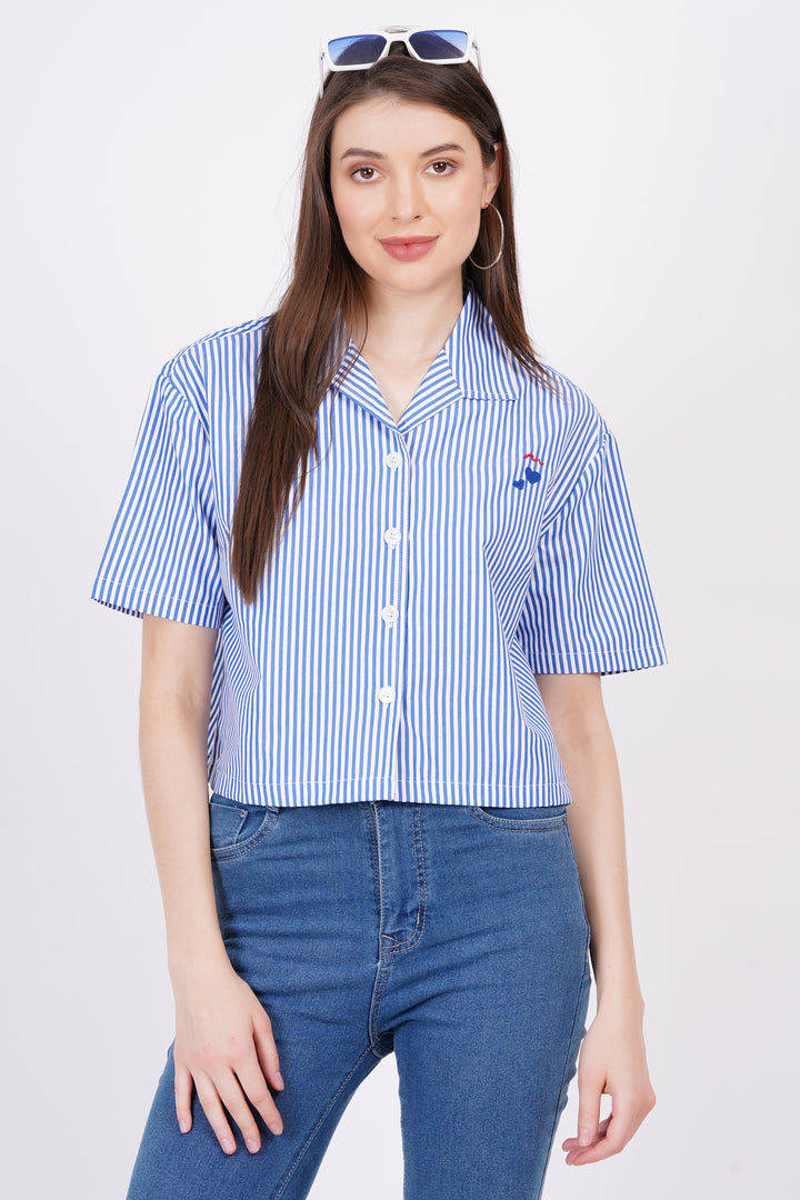 Dark Blue Stripe A-Line Shirt