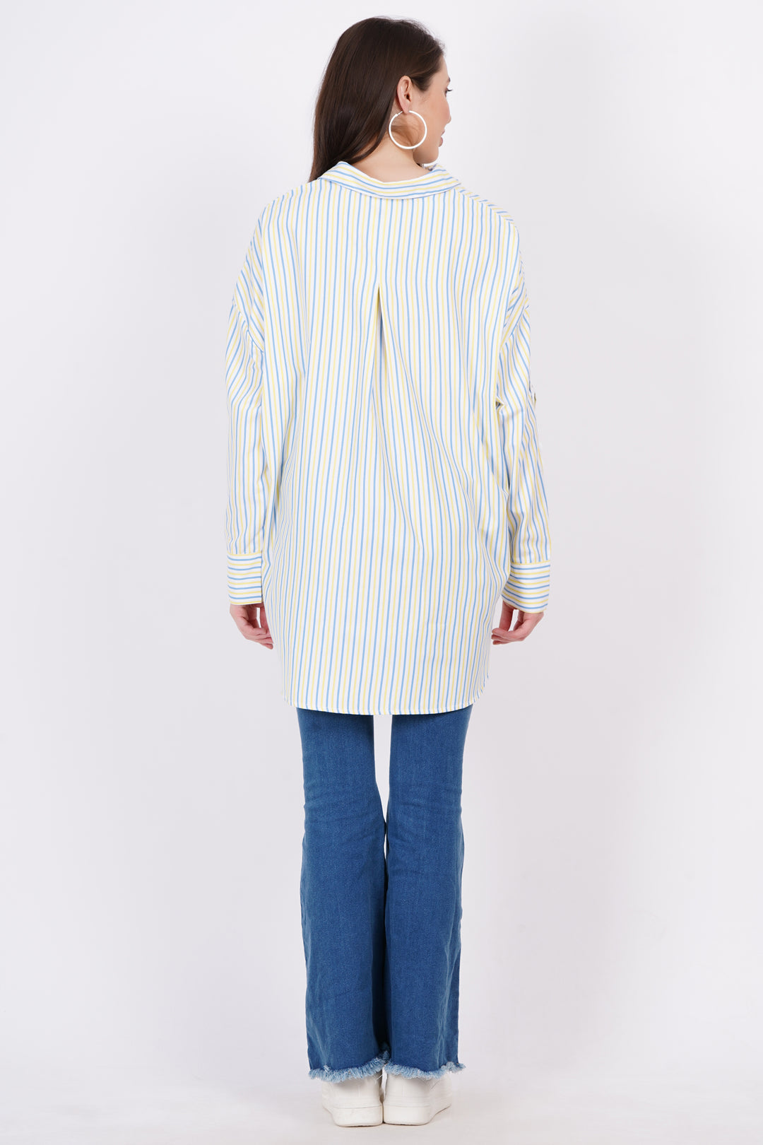 Yellow & Blue Stripe A-Line Shirt