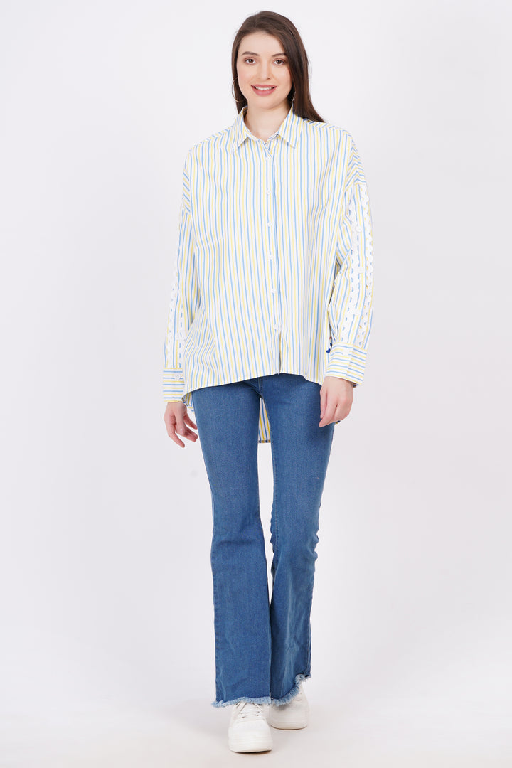 Yellow & Blue Stripe A-Line Shirt