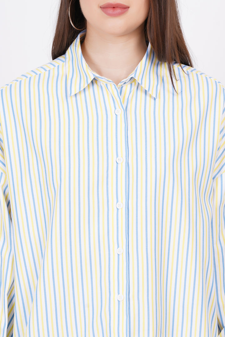 Yellow & Blue Stripe A-Line Shirt